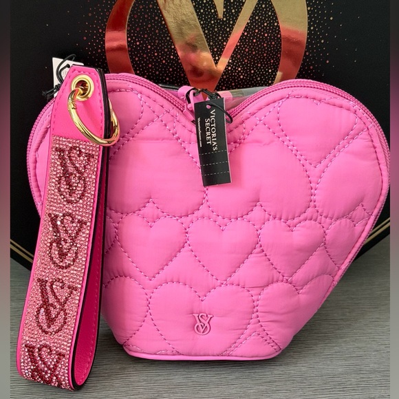 Victoria's Secret Handbags - VICTORIA'S SECRET Valentine’s Day Hearts makeup bag and Wristlet keychain